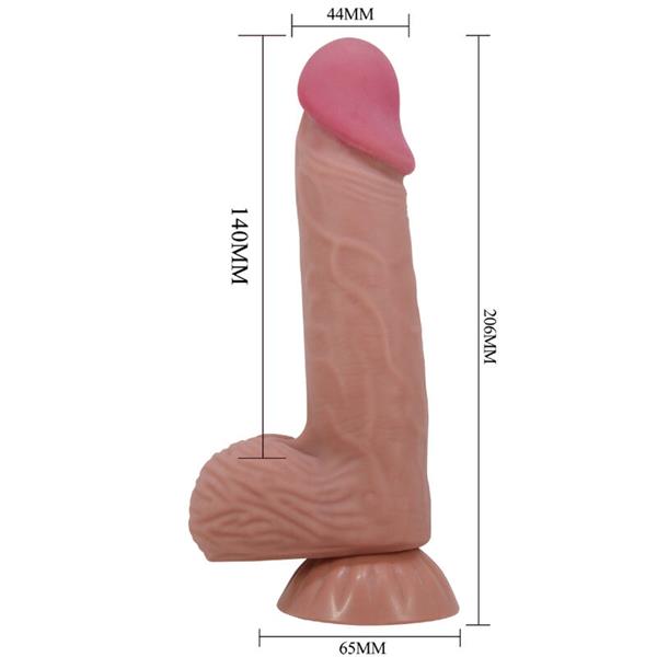 SERIJA SLIDING SKIN REALISTIČNI DILDO S CUPOM ZA USISAVANJE SMEĐE BOJE 20.6 CM