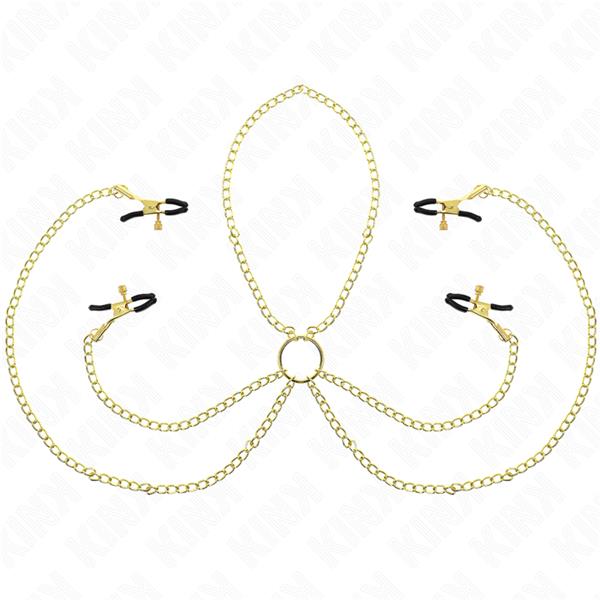 4 NIPPLE AND CLIT CLAMPS ADJUSTABLE GOLD