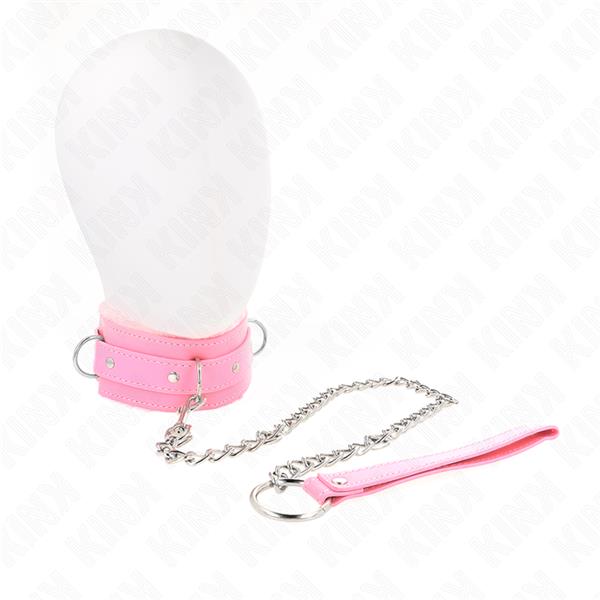 COLLAR WITH LEASH 65 CM WITH RESTRICTIONS PINK 36-42 CM X 5.5 CM