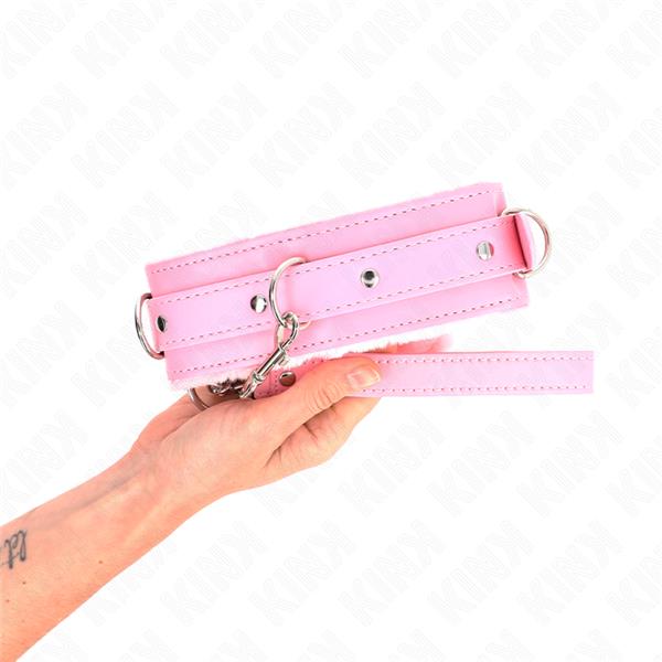 COLLAR WITH LEASH 65 CM WITH RESTRICTIONS PINK 36-42 CM X 5.5 CM
