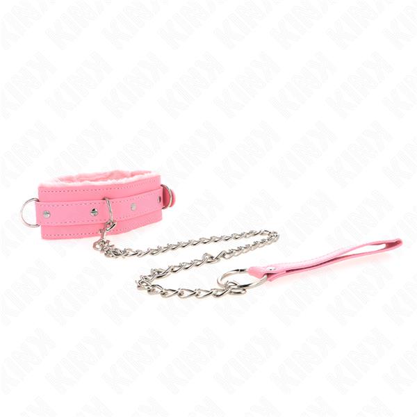 COLLAR WITH LEASH 65 CM WITH RESTRICTIONS PINK 36-42 CM X 5.5 CM
