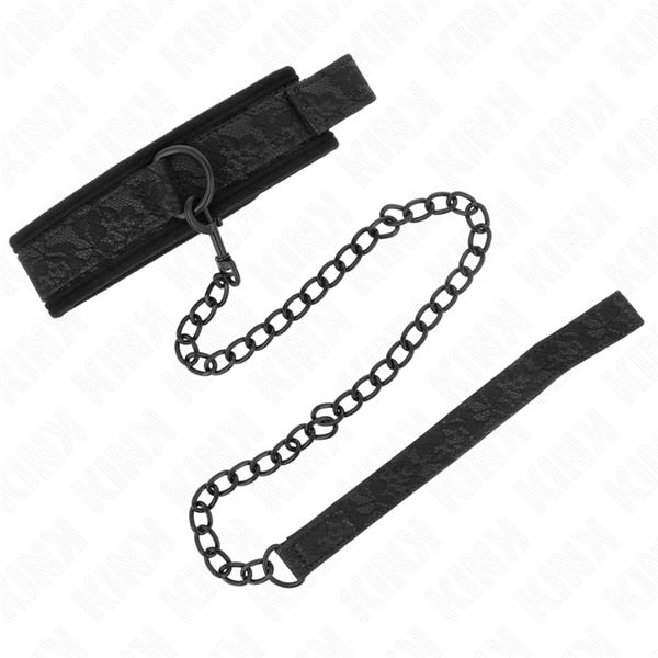 BASIC MODEL COLLAR WITH LEASH 77 CM MODEL 5 AJUSTABLE 34-54 CM X 5 CM