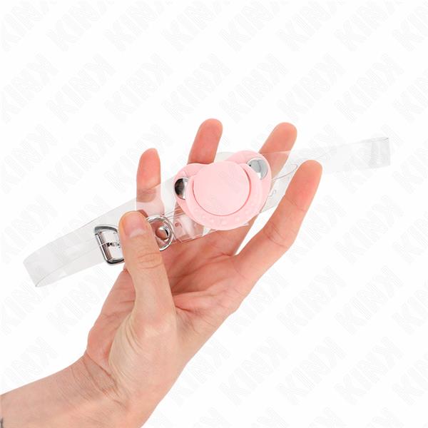 PINK PACIFIER SHAPED GAG 5.5 x 4 CM ADJUSTABLE 43-60 CM