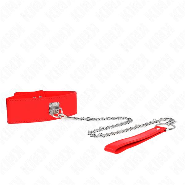 NECKLACE WITH BELT 65 CM WITH WIDE RED STRAP ADJUSTABLE 33.5-41 CM X 5 CM