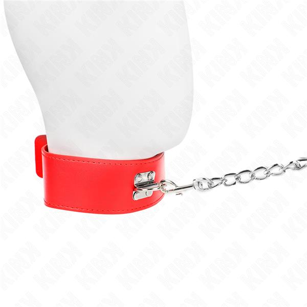 NECKLACE WITH BELT 65 CM WITH WIDE RED STRAP ADJUSTABLE 33.5-41 CM X 5 CM
