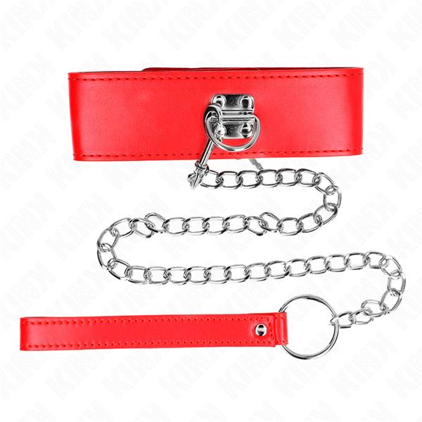 NECKLACE WITH BELT 65 CM WITH WIDE RED STRAP ADJUSTABLE 33.5-41 CM X 5 CM