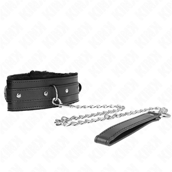 COLLAR WITH LEASH 65 CM WITH RESTRICTIONS BLACK 36-42 CM X 5.5 CM