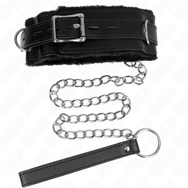 COLLAR WITH LEASH 65 CM WITH RESTRICTIONS BLACK 36-42 CM X 5.5 CM