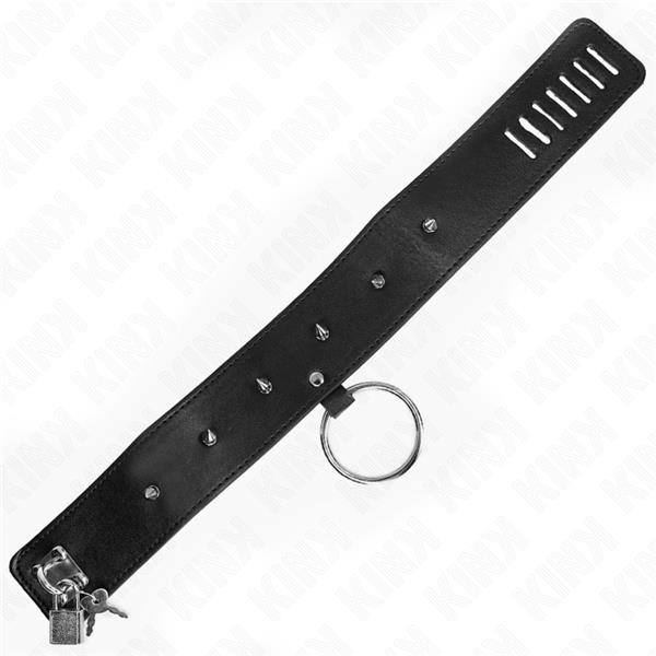 NECKLACE 65 CM WITH LEASH WITH SILVER STUDS MODEL 2 ADJUSTABLE 36-43 CM X 5 CM
