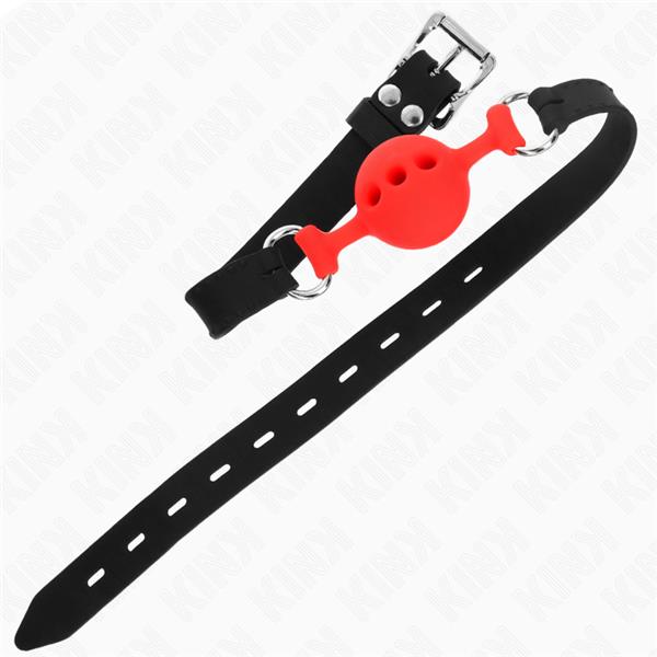 POLNI SILIKONSKI GAG 55 x 2 CM Z 4 CM ŽOGO VELIKOST S RDEČA PRILAGODLJIVA 35-51 CM