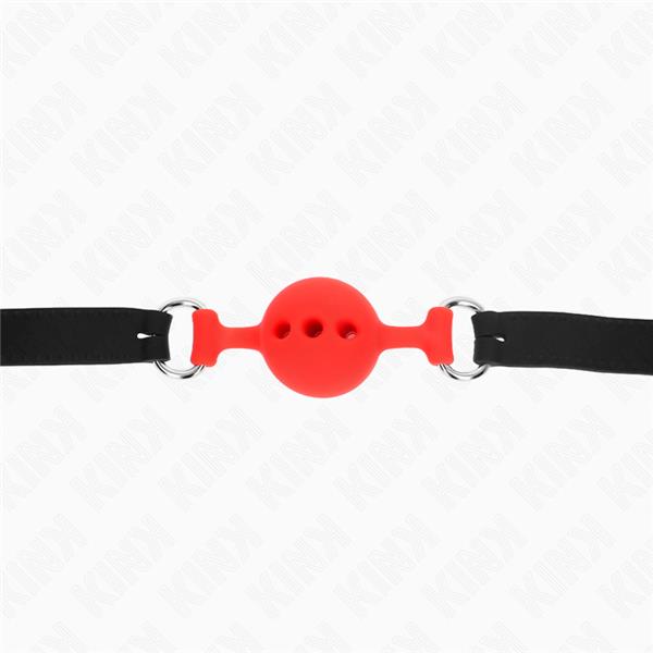 POLNI SILIKONSKI GAG 55 x 2 CM Z 4 CM ŽOGO VELIKOST S RDEČA PRILAGODLJIVA 35-51 CM
