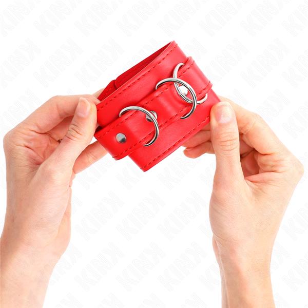 3 D-RING WRIST RESTRAINTS ADJUSTABLE RED 17.5-25 CM X 6 CM