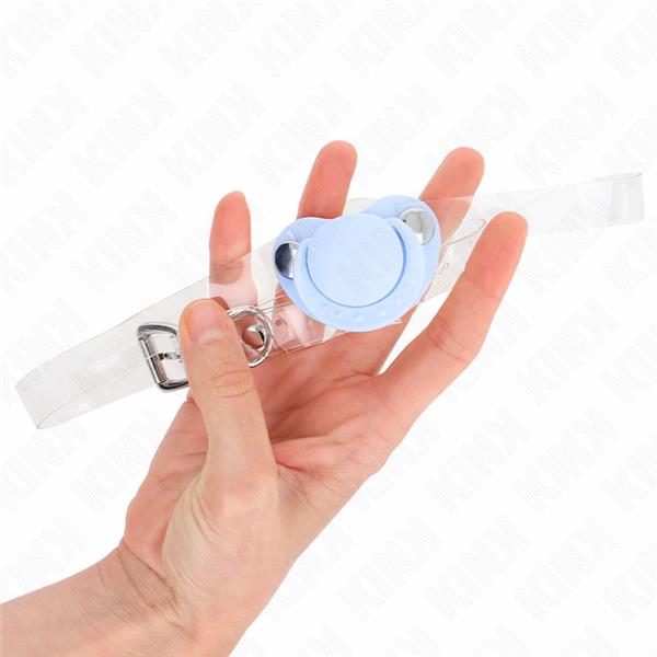 LIGHT BLUE PACIFIER SHAPED GAG 5.5 x 4 CM ADJUSTABLE 43-60 CM