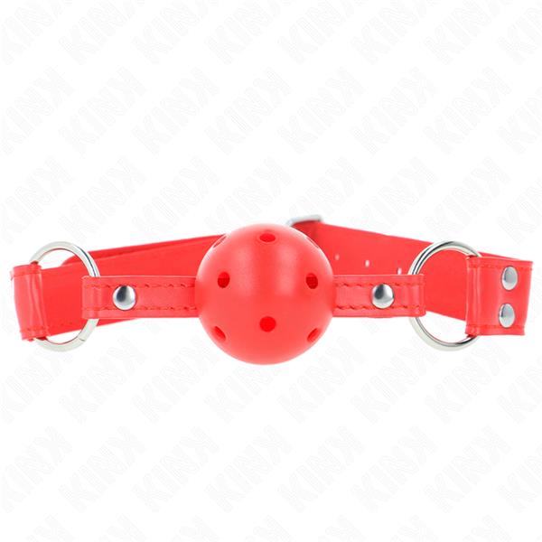 COMPLETE RED HOLLOW HARD BALL GAG 62 x 2 CM