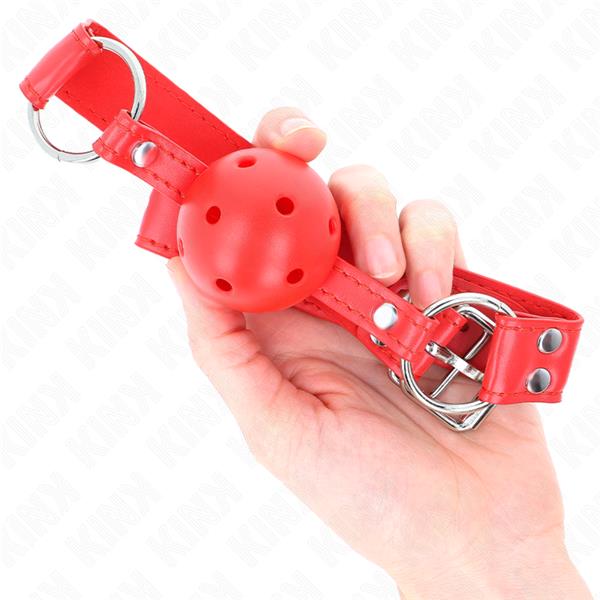 COMPLETE RED HOLLOW HARD BALL GAG 62 x 2 CM