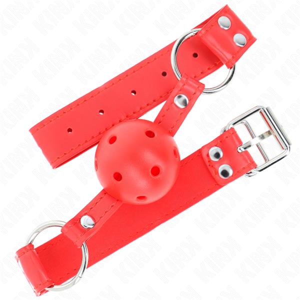 COMPLETE RED HOLLOW HARD BALL GAG 62 x 2 CM