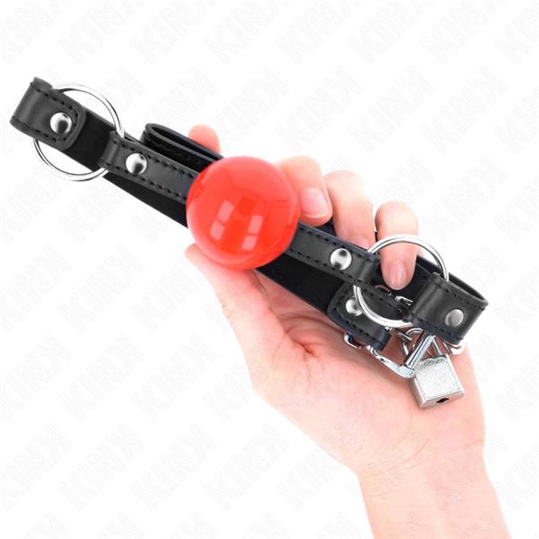 BALL 4 CM GAG WITH LOCK RED BALL BLACK STRAP 60 x 2 CM
