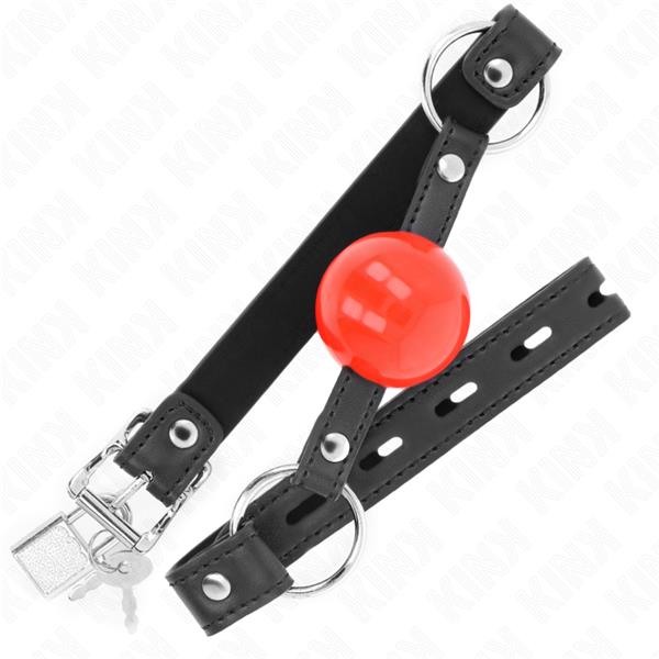 BALL 4 CM GAG WITH LOCK RED BALL BLACK STRAP 60 x 2 CM