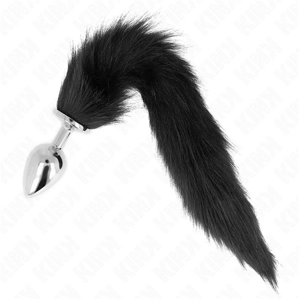 ANAL PLUG VELIČINA L 10 X 4 CM S UMJETNIM REPOM 40 CM CRNI