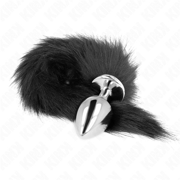 ANAL PLUG VELIČINA L 10 X 4 CM S UMJETNIM REPOM 40 CM CRNI