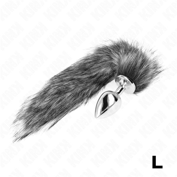 ANAL PLUG SIZE L 10 X 4 CM WITH SYNTHETIC TAIL 40 CM GREY