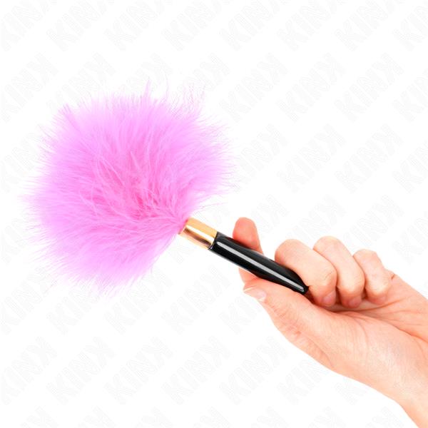 FUCHSIA GOLD METAL TICKLE FEATHERS 18 CM