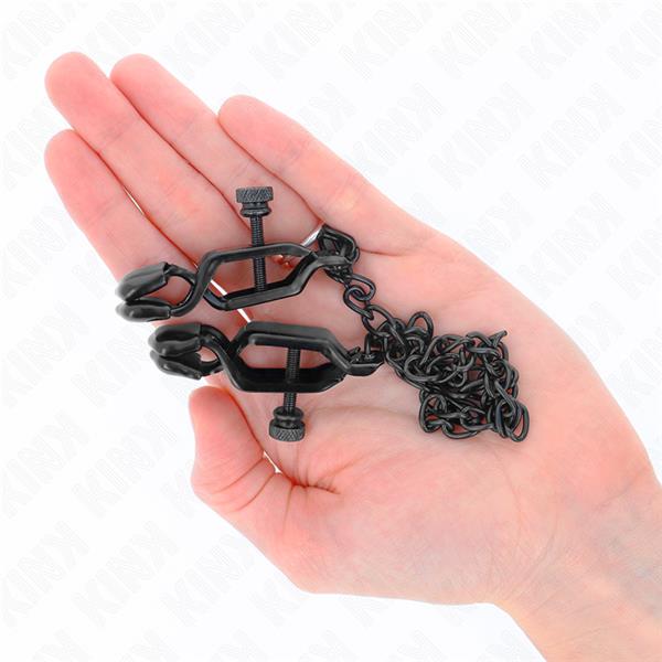 FLAT CHAIN NIPPLE CLAMPS BLACK 30 CM