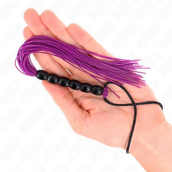 MINI SILICONE WHIP WITH 6 PURPLE BEADS 26 CM