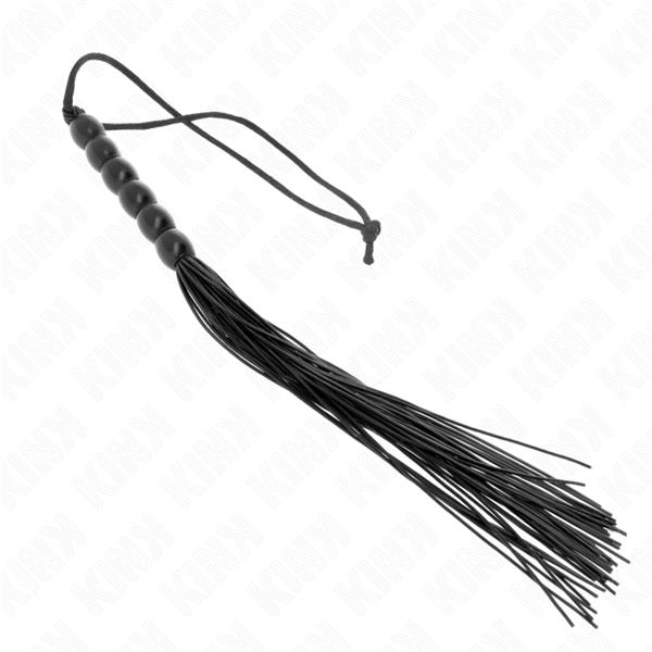 MINI SILICONE WHIP WITH 6 BLACK BEADS 26 CM