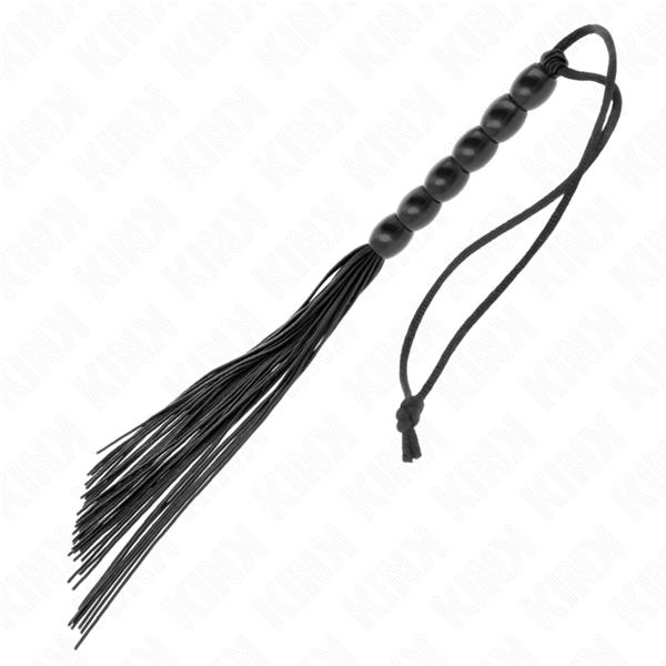 MINI SILICONE WHIP WITH 6 BLACK BEADS 26 CM