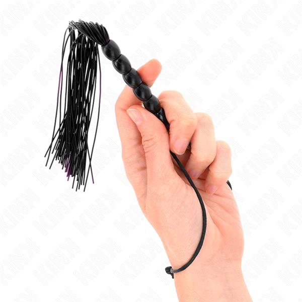 MINI SILICONE WHIP WITH 6 BLACK BEADS 26 CM