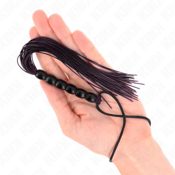 MINI SILICONE WHIP WITH 6 BLACK BEADS 26 CM