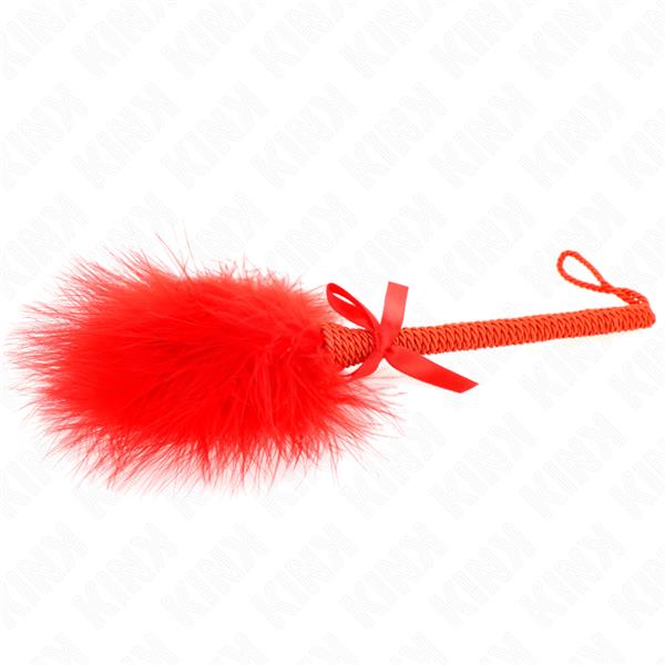 NYLON ROPE WAND WITH TICKLE FEATHERS AND RED BOW 25 CM
