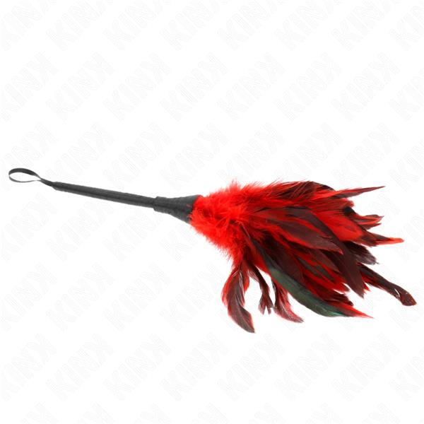 RED MAIDS HORN SHAPED TICKLE CHICKEN FEATHERS 36 CM