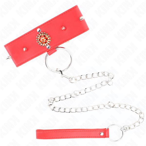 RED DIAMOND NECKLACE WITH BELT 65 CM AJDUSTABLE 35-51 CM X 7 CM