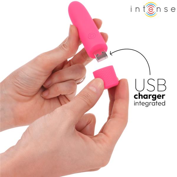 SYMONE USB RECHARGEABLE VIBRATING BULLET 8 VIBRATIONS PINK 10 X 2.2 CM