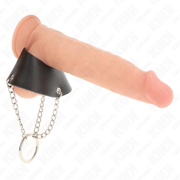 PENIS RING 4 CM CHAIN 7 CM METAL WITH LEATHER BELT