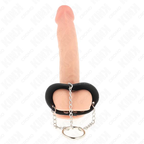 PENIS RING 4 CM CHAIN 7 CM METAL WITH LEATHER BELT