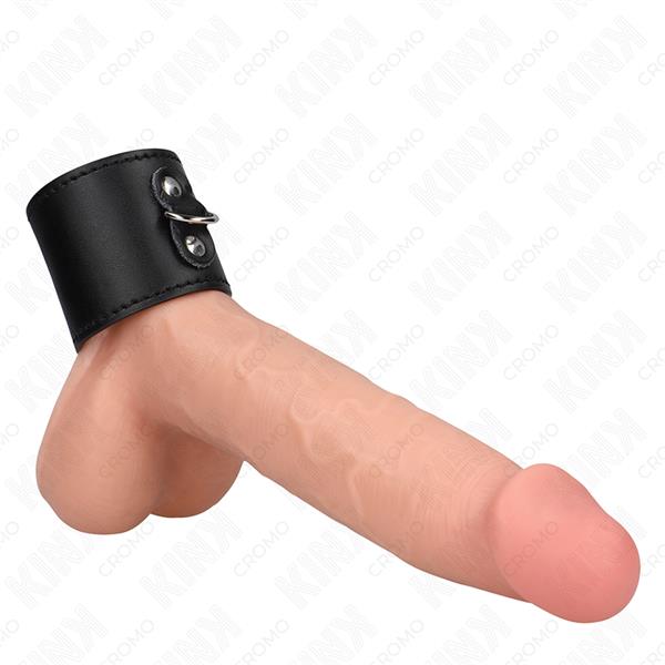 LEATHER PENIS RING WITH PRESSURE CLOSURE 18 X 5 CM