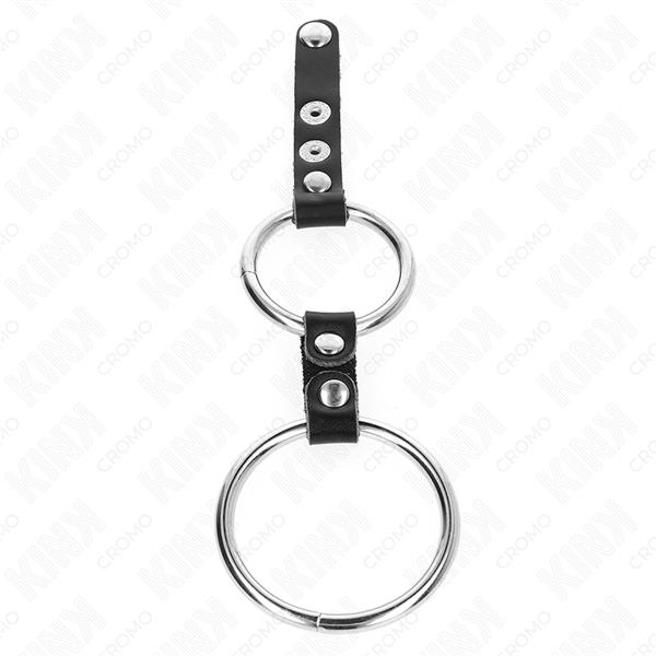 DOUBLE PENIS RING 3.8 CM TO 5 CM CONNECTED BY LEATHER