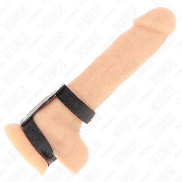 ADJUSTABLE DOUBLE LEATHER PENIS RING