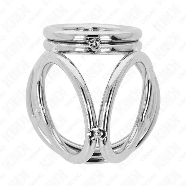 TROSTRUKI KROMIRANI METALNI PRSTEN ZA PENIS 3.8 CM DO 5 CM MODEL 1