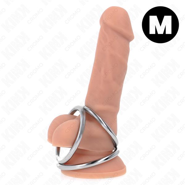 TROSTRUKI KROMIRANI METALNI PRSTEN ZA PENIS 3.8 CM DO 5 CM MODEL 2