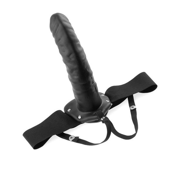 19 CM HOLLOW STRAP-ON BLACK