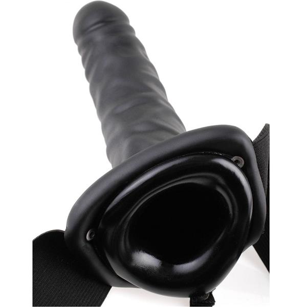 19 CM HOLLOW STRAP-ON BLACK