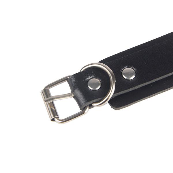 953690 HANDCUFFS WITH BONDAGE BELT BLACK ONE SIZE