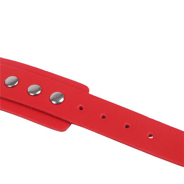 953706 HANDCUFFS WITH BONDAGE BELT RED ONE SIZE
