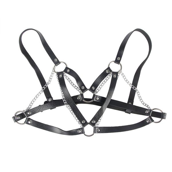 953713 PUNK BONDAGE BELT METAL BUCKLE BLACK ONE SIZE