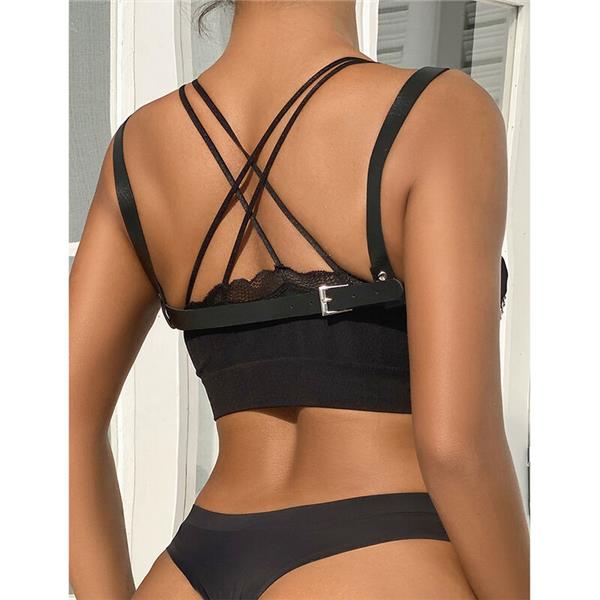 953713 PUNK BONDAGE BELT METAL BUCKLE BLACK ONE SIZE