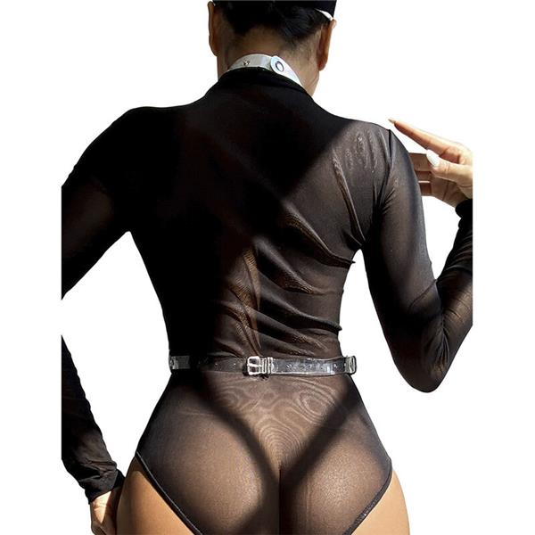 953737 CHEST HARNESS WITH RINGS AND CHAINS SILVER ONE SIZE